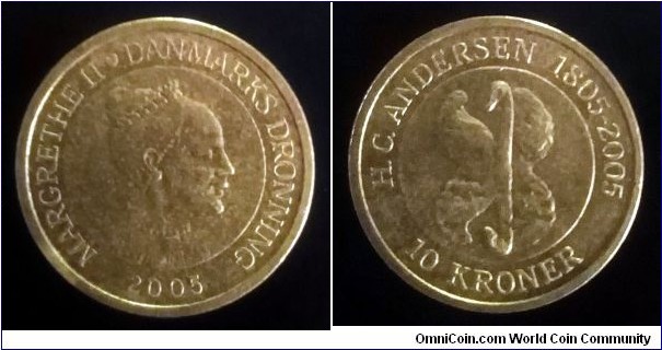 Denmark 10 kroner. 2005, 200th Anniversary of the Birth of Hans Christian Andersen. Fairy Tales Series - Ugly Duckling.