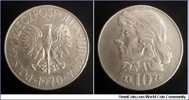 Poland 10 złotych. 1970, Tadeusz Kościuszko (II)