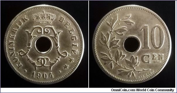 Belgium 10 centimes. 1904, Dutch text (II)