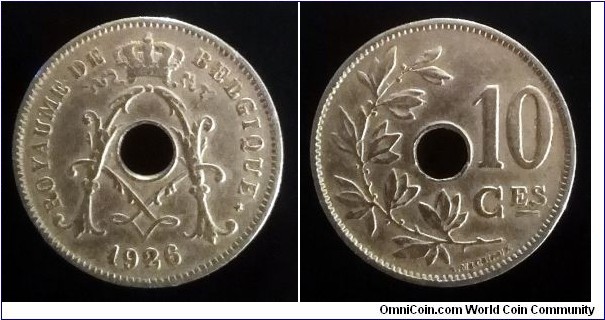 Belgium 10 centimes. 1926, French text.