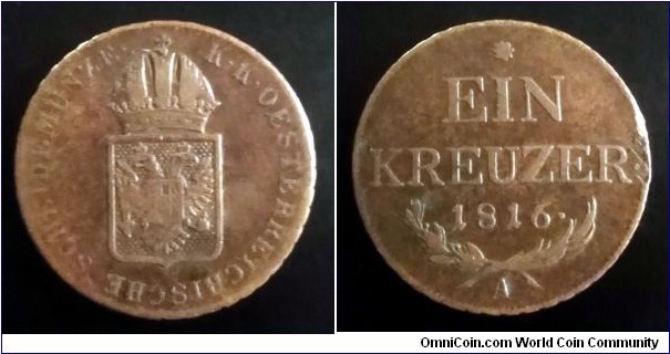 Austrian Empire 1 kreuzer. 1816 A - Vienna