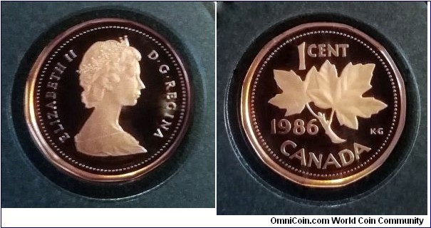 Canada 1 cent. 1986, Proof.