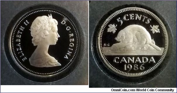 Canada 5 cents. 1986, Proof.