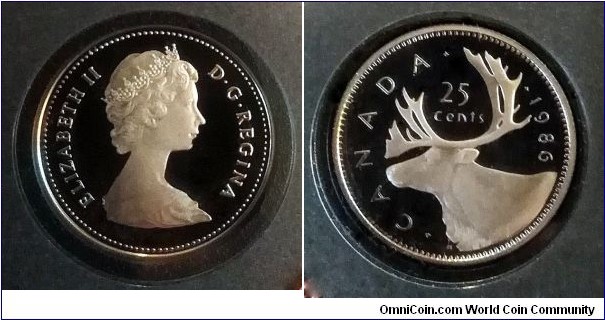 Canada 25 cents. 1986, Proof.