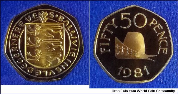Guernsey 50 pence. 1981, Proof. Mintage: 5.500 pcs.