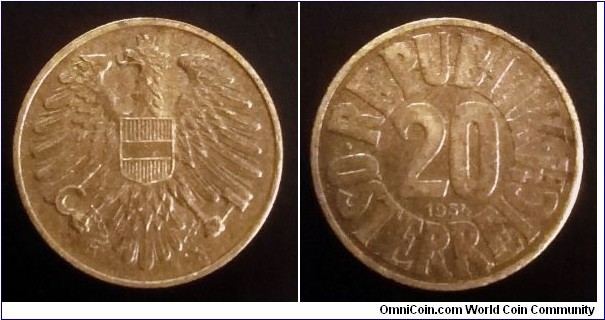 Austria 20 groschen. 1954