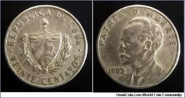 Cuba 20 centavos. 1962