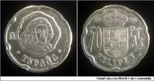 Spain 50 pesetas. 1996, King Philip V