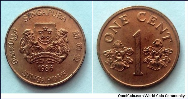 Singapore 1 cent. 1986