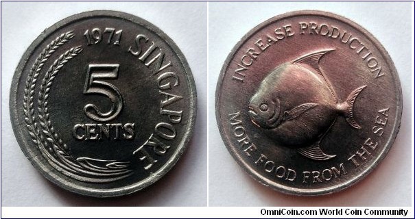 Singapore 5 cents. 1971, F.A.O. (II)