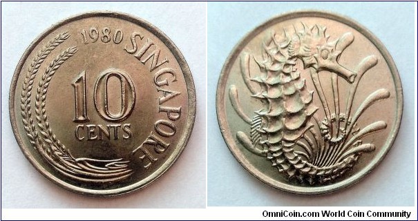 Singapore 10 cents. 1980