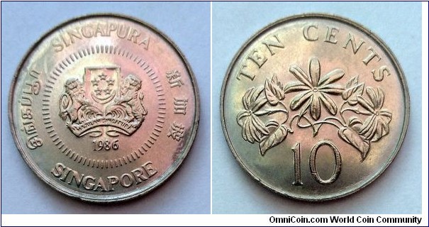 Singapore 10 cents. 1986 (II)