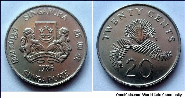 Singapore 20 cents. 1986 (II)