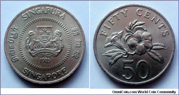 Singapore 50 cents. 1985