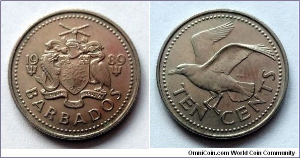 Barbados 10 cents. 1989