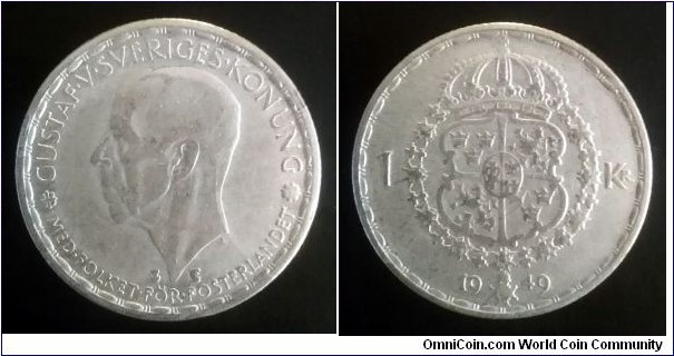 Sweden 1 krona. 1949 TS, Ag 400 (II)
