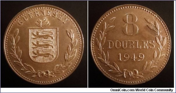 Guernsey 8 doubles. 1949 (H) Second piece in my collection.