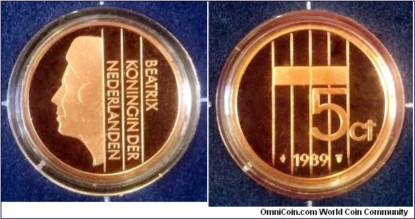 Netherlands 5 cents. 1989, Proof. Mintage: 15.000 pcs.