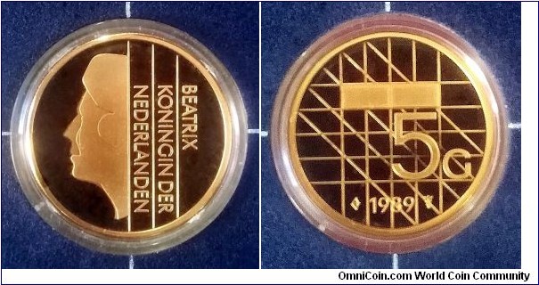 Netherlands 5 gulden. 1989, Proof. Mintage: 15.000 pcs.