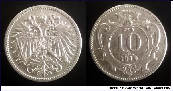 Austro-Hungarian Monarchy 10 heller. 1910 (II)