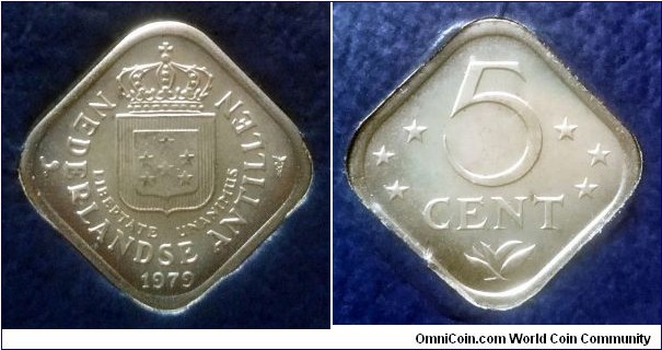 Netherlands Antilles 5 cents from 1979 mint set.