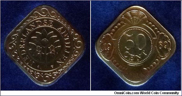 Netherlands Antilles 50 cents from 1989 mint set.