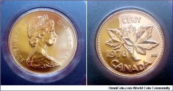 Canada 1 cent. Proof-like from 1978 mint set.