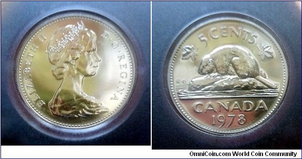 Canada 5 cents. Proof-like from 1978 mint set.