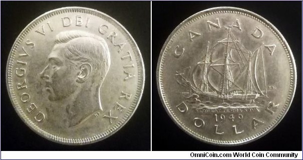 Canada 1 dollar. 1949, Accession of Newfoundland to Canada. Ag 800. Weight; 23,33g. Diameter; 36mm. 