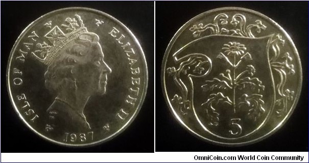 Isle of Man 5 pence. 1987 (AB)