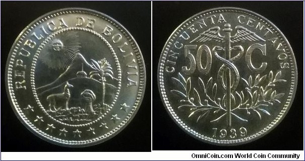 Bolivia 50 centavos. 1939