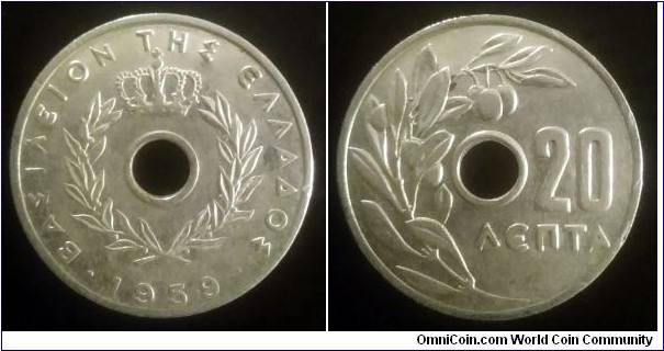 Greece 20 lepta. 1959