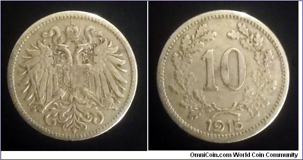 Austrian Empire 10 heller. 1915