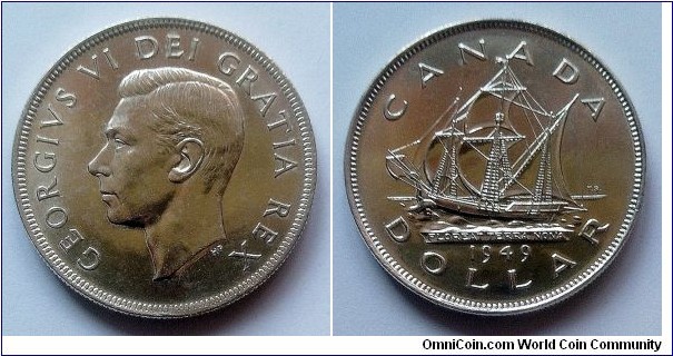 Canada 1 dollar. 1949, Accession of Newfoundland to Canada. Ag 800. Nice condition.