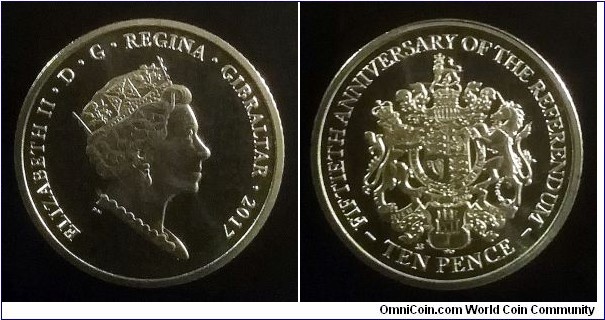 Gibraltar 10 pence. 2017, 50th Anniversary of the 1967 Referendum.