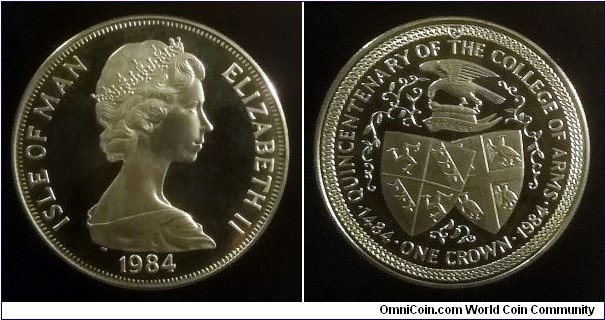 Isle of Man 1 crown. 1984, Quincentenary of the College of Arms - King Richard III.