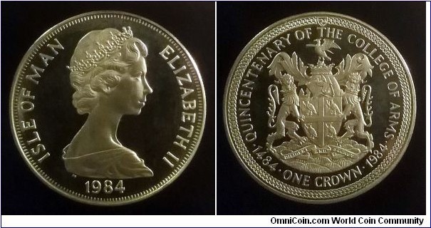 Isle of Man 1 crown. 1984, Quincentenary of the College of Arms.