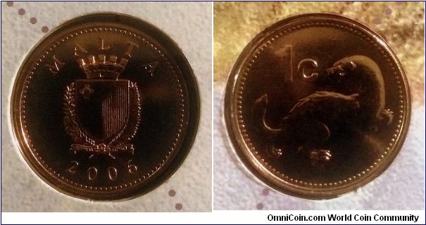 Malta 1 cent from 2006 official coin set.