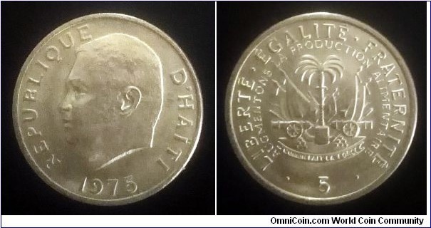 Haiti 5 centimes. 1975, F.A.O.