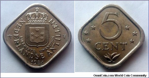 Netherlands Antilles 5 cents. 1984