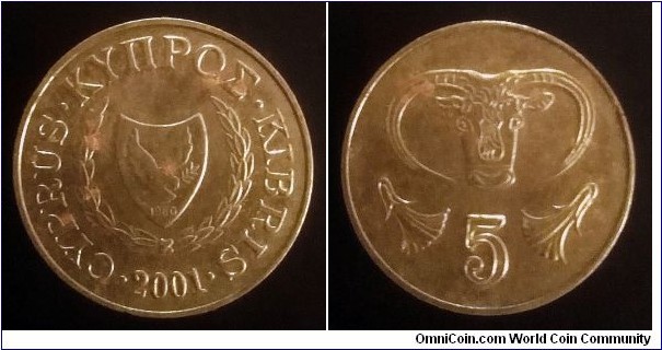 Cyprus 5 cents. 2001 