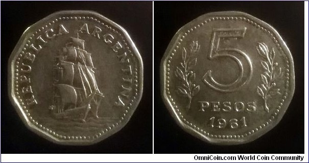 Argentina 5 pesos. 1961