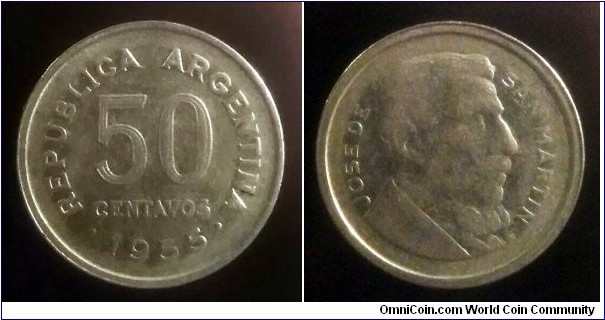 Argentina 50 centavos. 1955