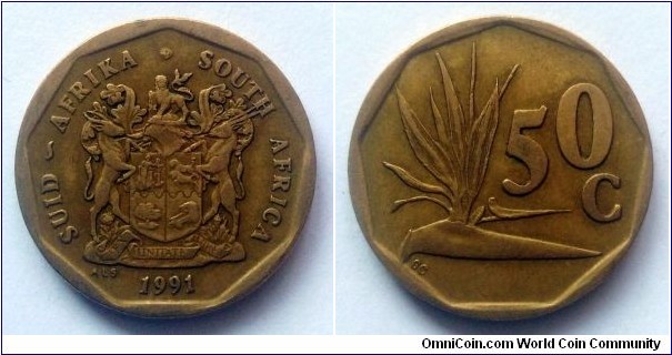 South Africa 50 cents. 1991 (II)