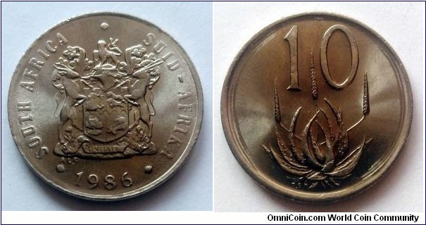 South Africa 10 cents. 1986