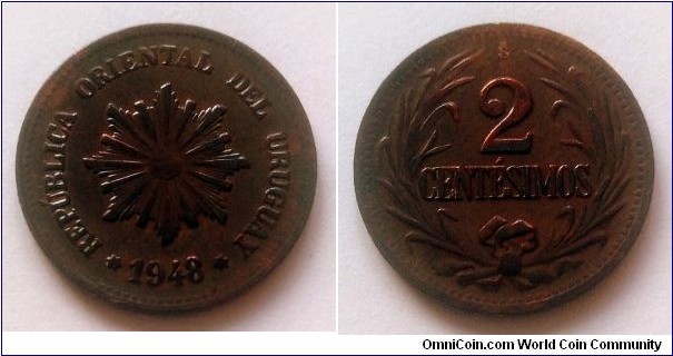 Uruguay 2 centesimos. 1948