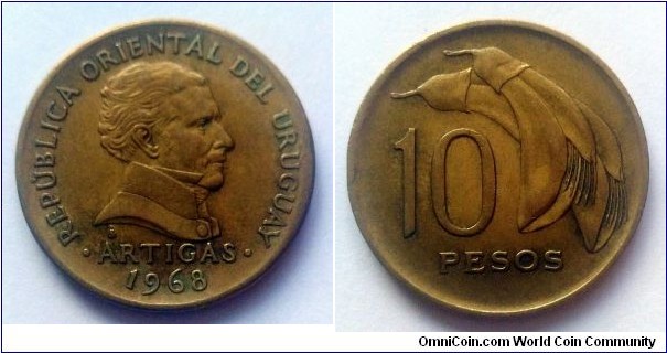 Uruguay 10 pesos. 1968 (II)