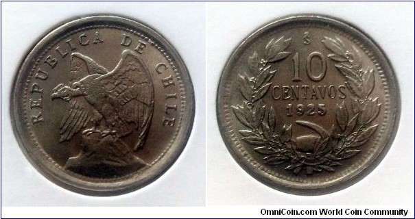 Chile 10 centavos. 1925