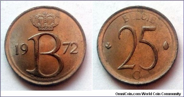 Belgium 25 centimes. 1972, Belgie.