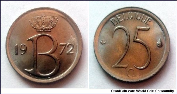 Belgium 25 centimes. 1972, Belgique (II)